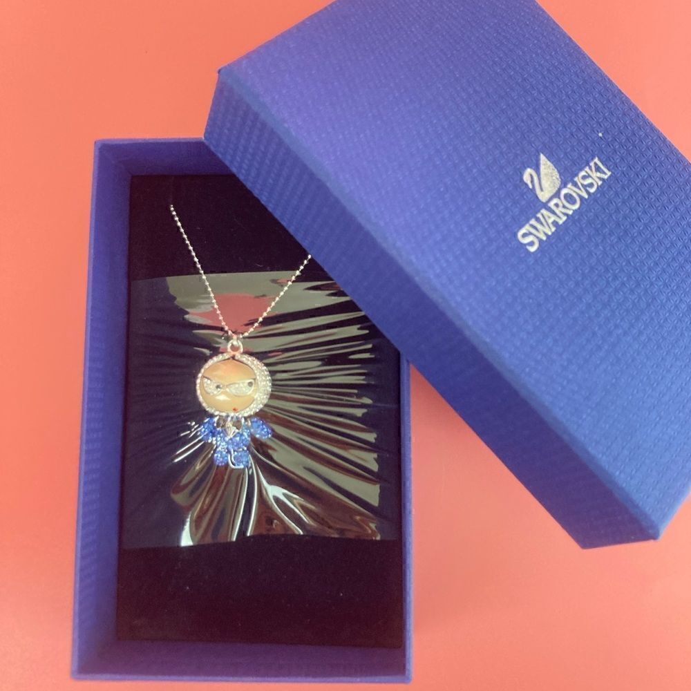 Swarovski Eliot Swing Sing Bow Tie Blue Pendant Necklace